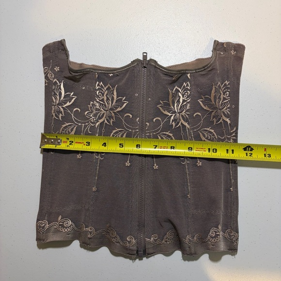 Retro Grey Sheer Mesh Lace Floral Girdle Waist Training Corset Zipper size small - Picture 8 of 9